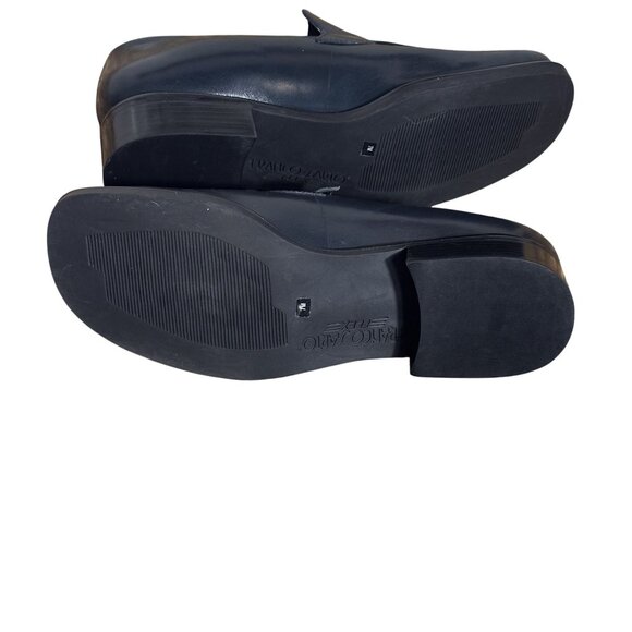 Franco Sarto Dark Navy Leather Square Toe Loafers Size 7M Formal Casual Shoes - Picture 7 of 8